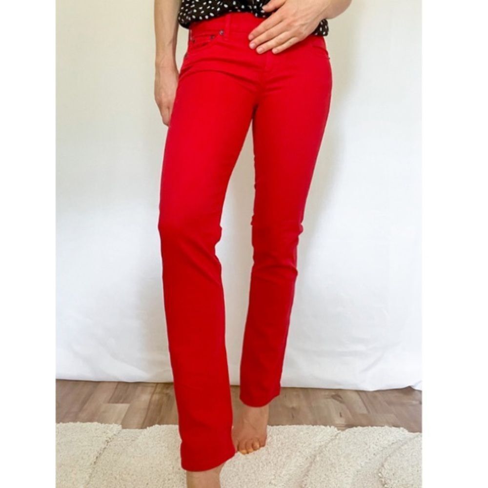 J. Crew Women's Red Straight Leg Jeans Matchstick Jeans